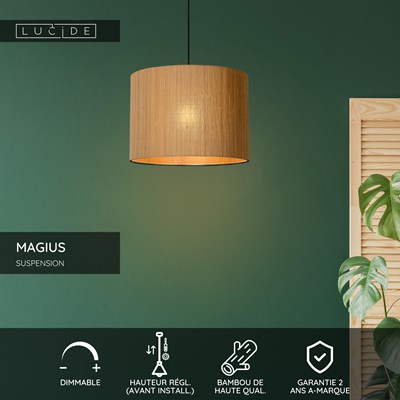 Lucide MAGIUS - Suspension - Ø 42 cm - 1xE27 - Naturel